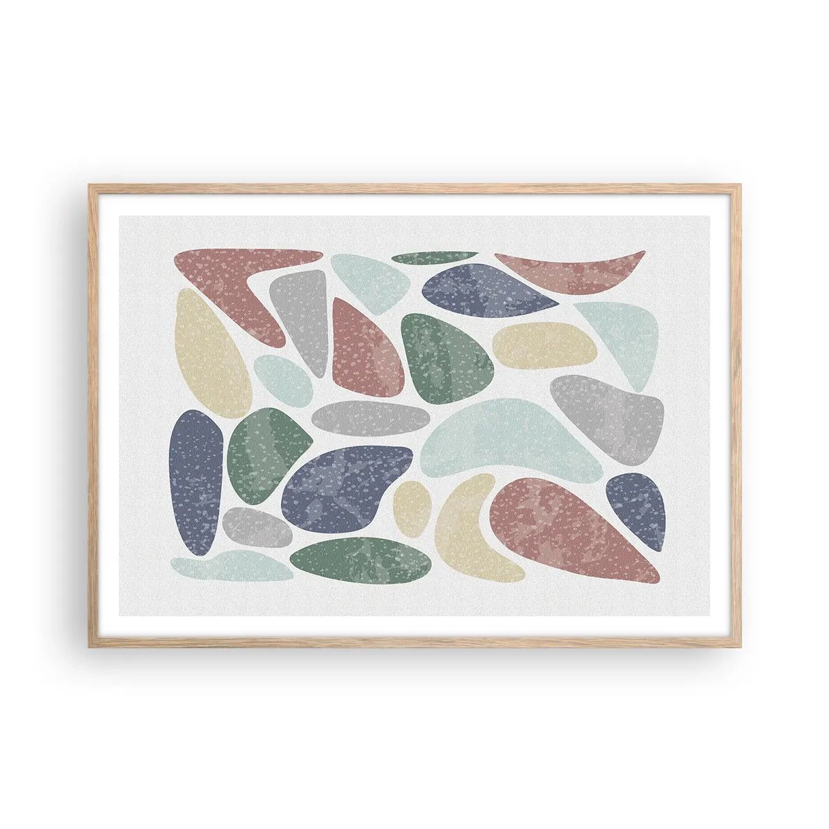 Plakat w ramie jasny dąb - Mozaika pudrowanych barw - 100x70 cm