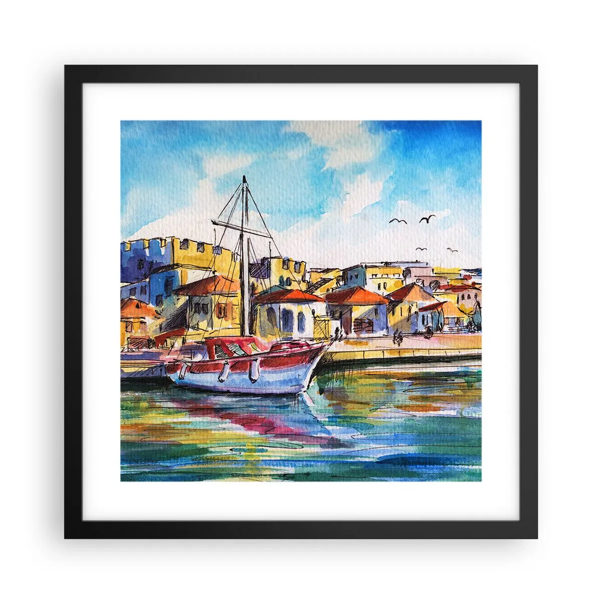 Plakat w czarnej ramie - Tęczowe popołudnie - 40x40 cm