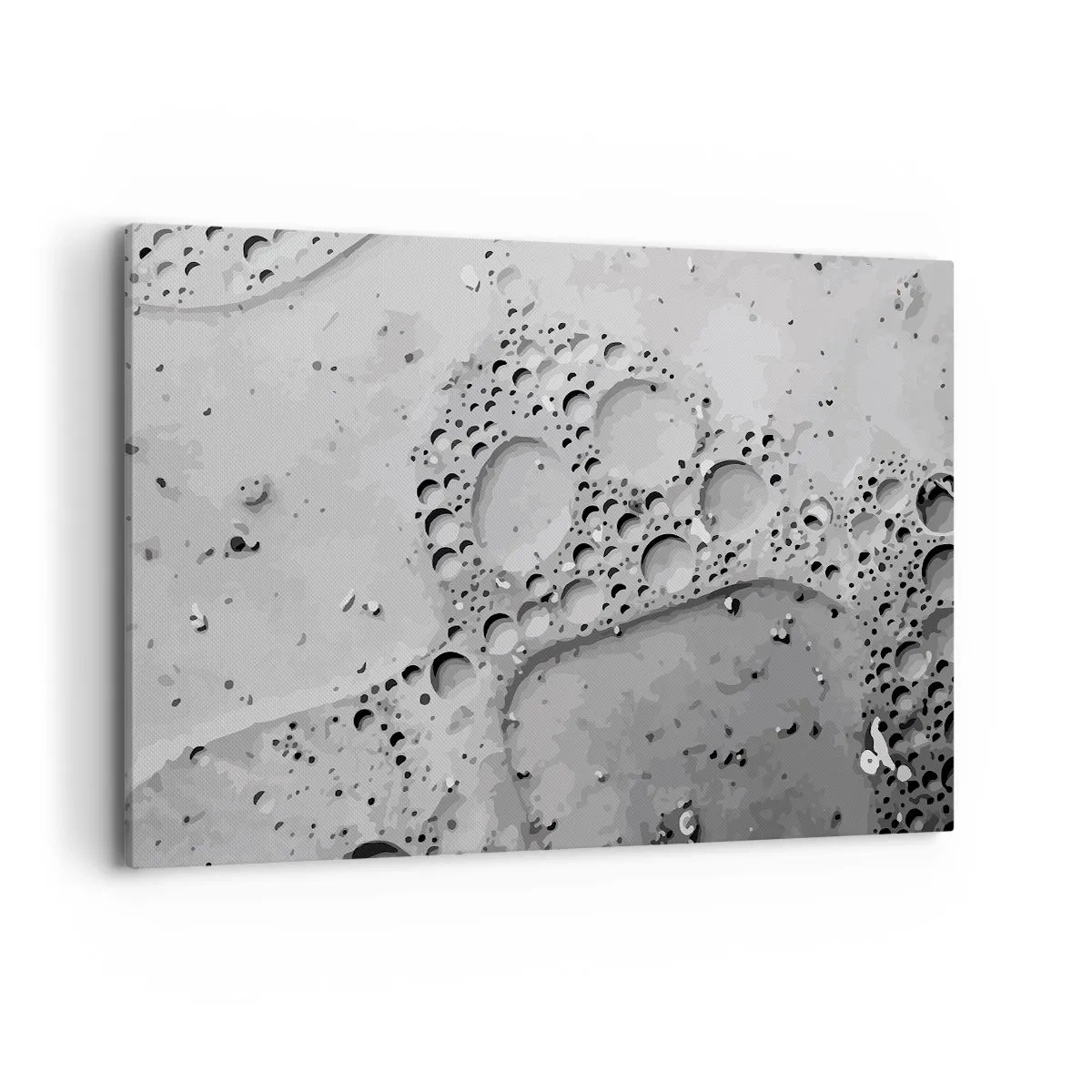 Obraz na płótnie - Czarno-biały wzór bąbelków w minimalistycznym stylu - 120x80cm - Slad po spienionym - Nowoczesna dekoracja ścienna do salonu, kuchni i sypialni ARTTOR
