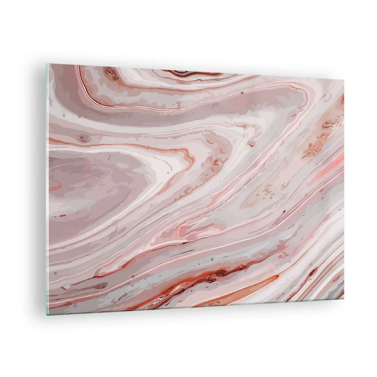 Obraz na szkle - Abstrakcyjny wzór w odcieniach różu i brązu - 70x50cm - Różowy w płynie - Nowoczesna dekoracja ścienna do salonu i sypialni ARTTOR