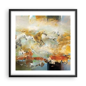 Plakat w czarnej ramie - Galopem przez światło - 50x50 cm