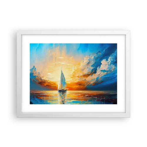 Plakat w białej ramie - Żegluga w złocie - 40x30 cm