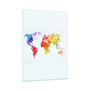 Obraz na szkle - Akwarelowa mapa świata w jasnych kolorach - 50x70cm - Wszystkie barwy świata - Nowoczesna dekoracja ścienna do salonu, kuchni i sypialni ARTTOR