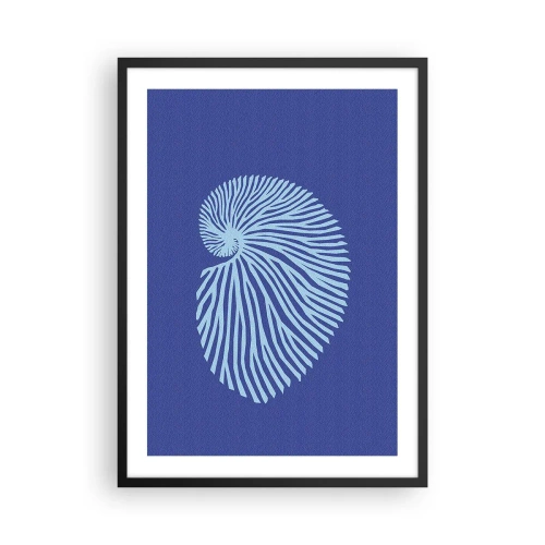 Plakat w czarnej ramie - Stylizowana grafika muszli w spiralnym układzie - 50x70cm - Narodziny muszli - Nowoczesna dekoracja ścienna do salonu i sypialni ARTTOR