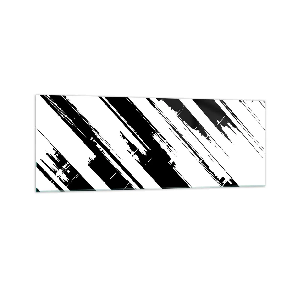 Obraz na szkle - Czarno-białe linie i geometryczne wzory w nowoczesnym stylu - 140x50cm - Kompozycja intensywna i dynamiczna - Nowoczesna dekoracja ścienna do salonu i sypialni ARTTOR