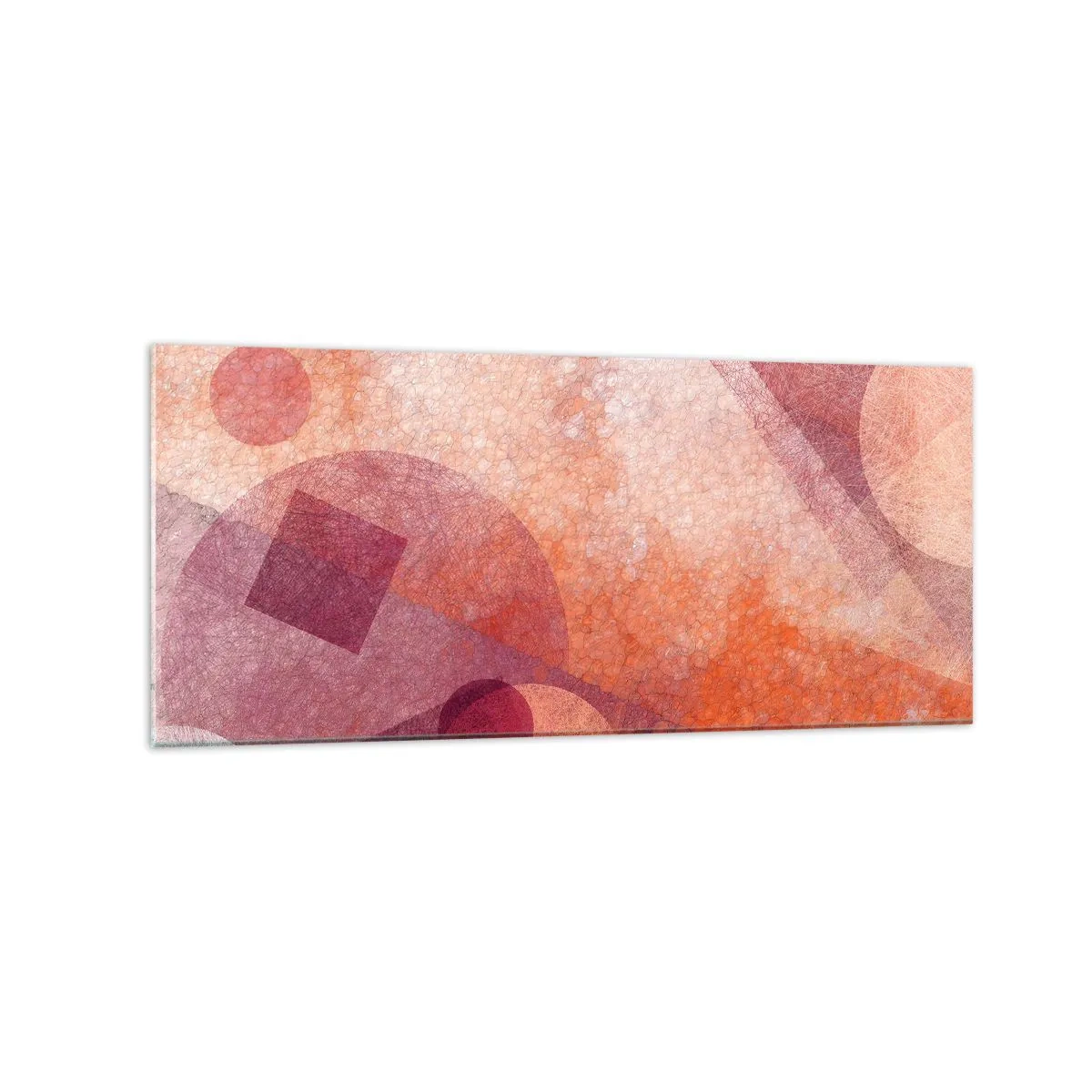 Obraz na szkle - Abstrakcyjne kształty geometryczne w pastelowych odcieniach różu - 120x50cm - Przekształcenia geometryczne w różu - Nowoczesna dekoracja ścienna do salonu i sypialni ARTTOR