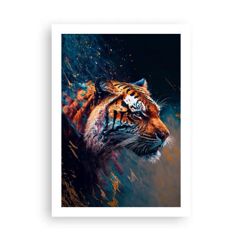 Plakat - Dynamiczny portret tygrysa w artystycznym stylu - 50x70cm - Dzikie piękno - Nowoczesna dekoracja ścienna do salonu, kuchni i sypialni ARTTOR