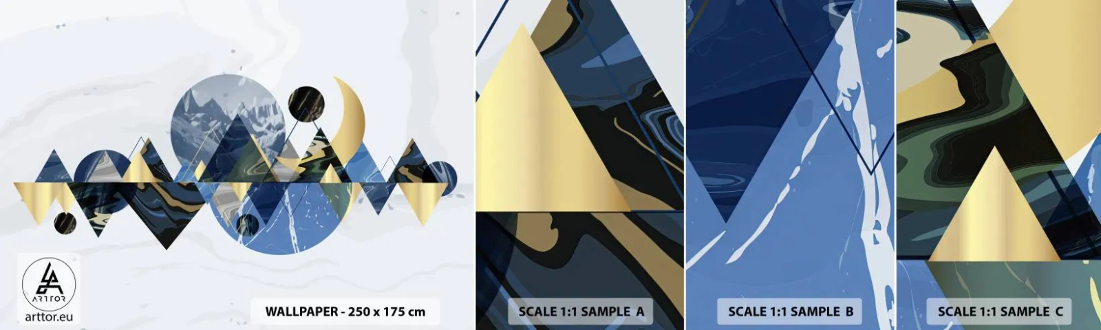 Fototapeta Próbka Samoprzylepna Deluxe Sticker - Pejzaż geometryczny - Abstrakcja, Góry, Sztuka - 100x30 cm