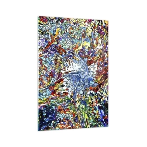 Obraz na szkle - Kolorowy abstrakcyjny wzór inspirowany naturą - 70x100cm - Witraż kroplisty - Nowoczesna dekoracja ścienna do salonu i sypialni ARTTOR