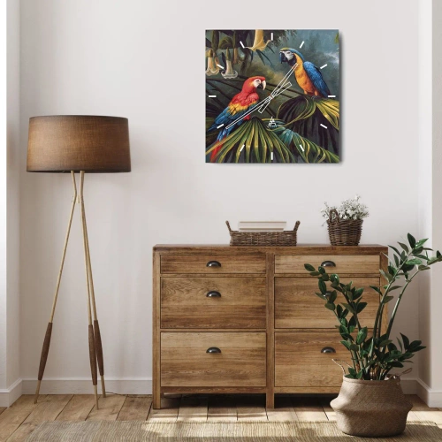 Zegar ścienny - Romantyzm w tropikach - 40x40 cm