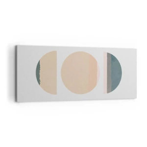 Obraz na płótnie - Abstrakcyjne kształty geometryczne w pastelowych kolorach - 120x50cm - Koło za kołem - Nowoczesna dekoracja ścienna do salonu i sypialni ARTTOR