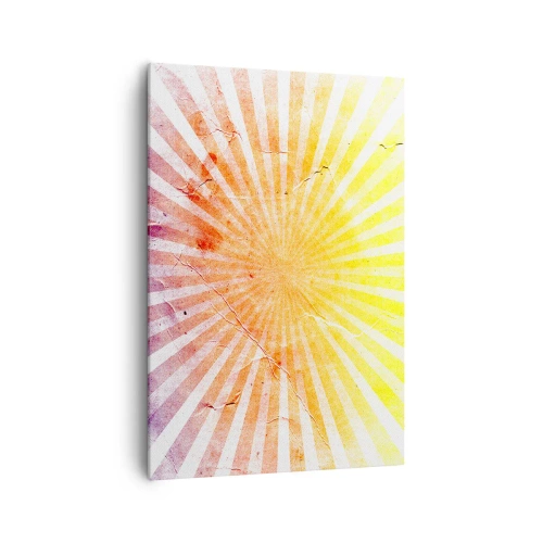 Obraz na płótnie - Promienie słońca w odcieniach pomarańczu i żółci - 70x100cm - Wschody i zachody - Nowoczesna dekoracja ścienna do salonu i sypialni ARTTOR