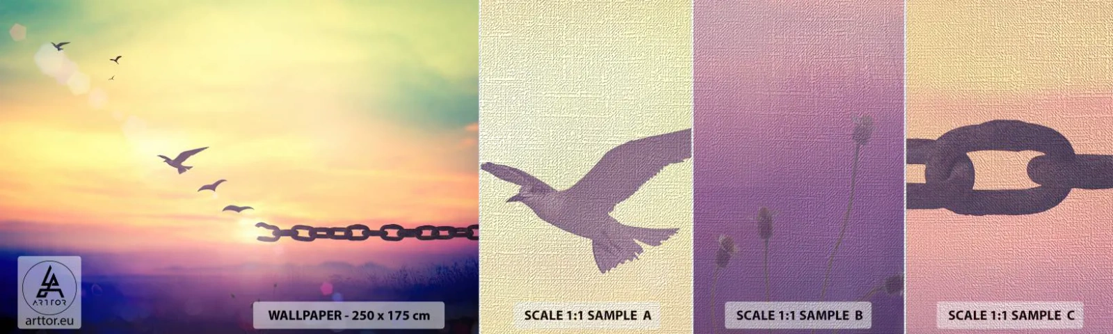 Fototapeta Próbka Premium Canvas - Zwycięstwo wolności - Abstrakcja, Ptaki, Sztuka - 100x30 cm