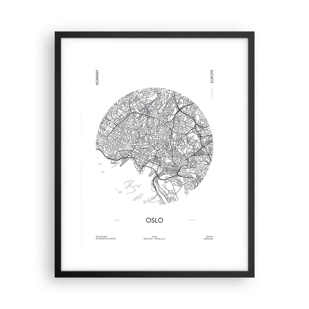 Plakat w czarnej ramie - Anatomia Oslo - 40x50 cm