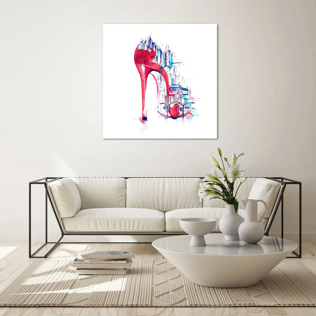 Obraz na szkle - Wielkomiejska elegantka - 70x70 cm