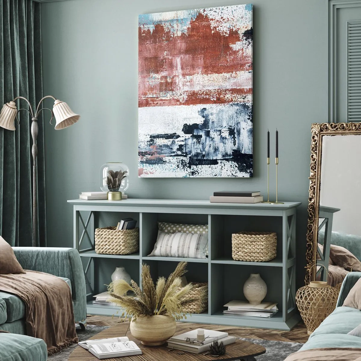 Obraz na płótnie - Abstrakcyjne pół na pół - 45x80 cm