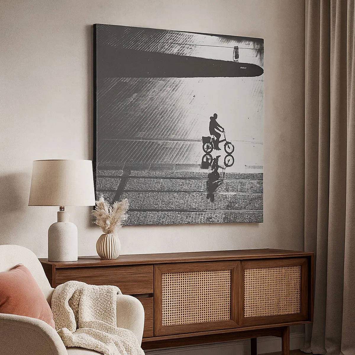 Obraz na płótnie - Przed siebie, przez miasto - 30x30 cm