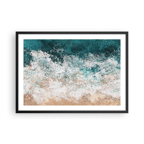 Plakat w czarnej ramie - Abstrakcyjna fala morska w turkusowych i beżowych odcieniach - 70x50cm - Morskie opowieści - Nowoczesna dekoracja ścienna do salonu i sypialni ARTTOR