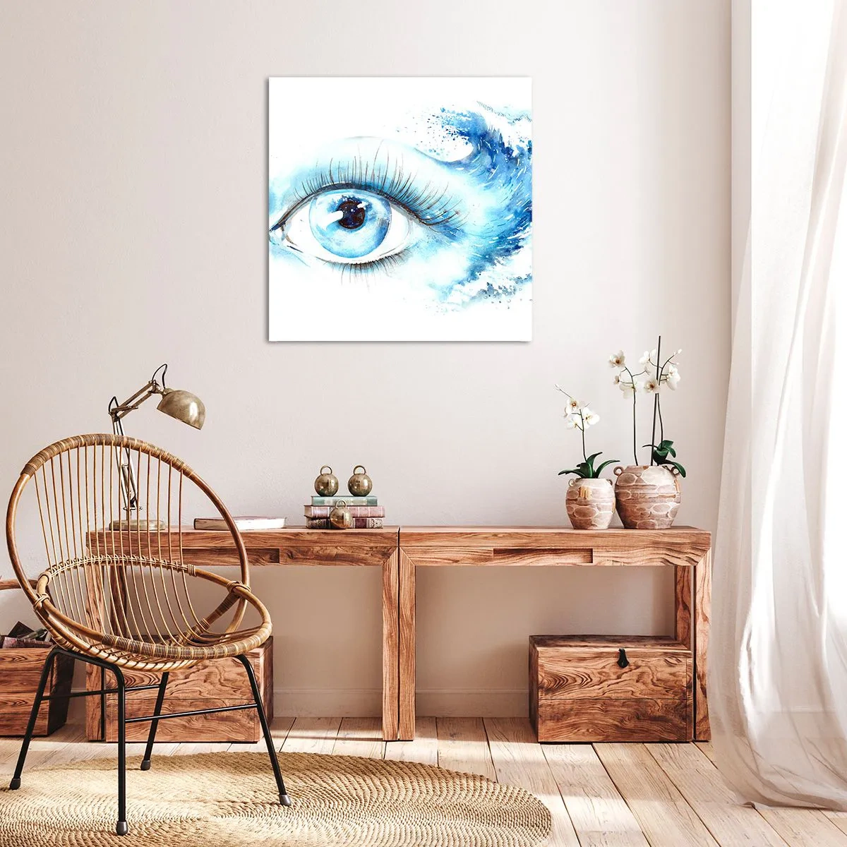 Obraz na płótnie - Zanurzyć się w błękicie spojrzenia - 50x50 cm