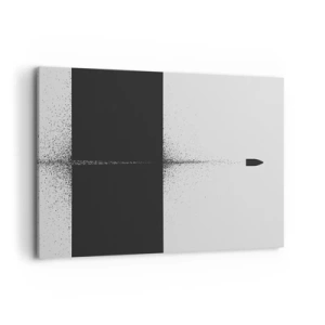 Obraz na płótnie - Symboliczny pocisk w minimalistycznym, abstrakcyjnym stylu - 100x70cm - Prosto do celu - Nowoczesna dekoracja ścienna do salonu, kuchni i sypialni ARTTOR