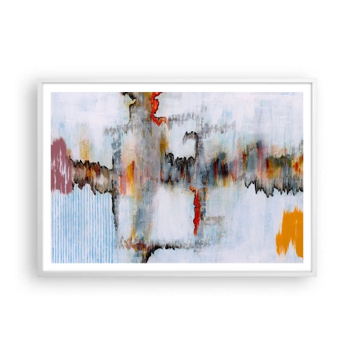 Plakat w białej ramie - Patykiem na wodzie - 100x70 cm