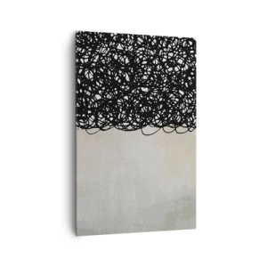 Obraz na płótnie - Czarne abstrakcyjne linie na jasnym tle w stylu nowoczesnym - 80x120cm - Abstrakcja skłębiona - Nowoczesna dekoracja ścienna do salonu i sypialni ARTTOR