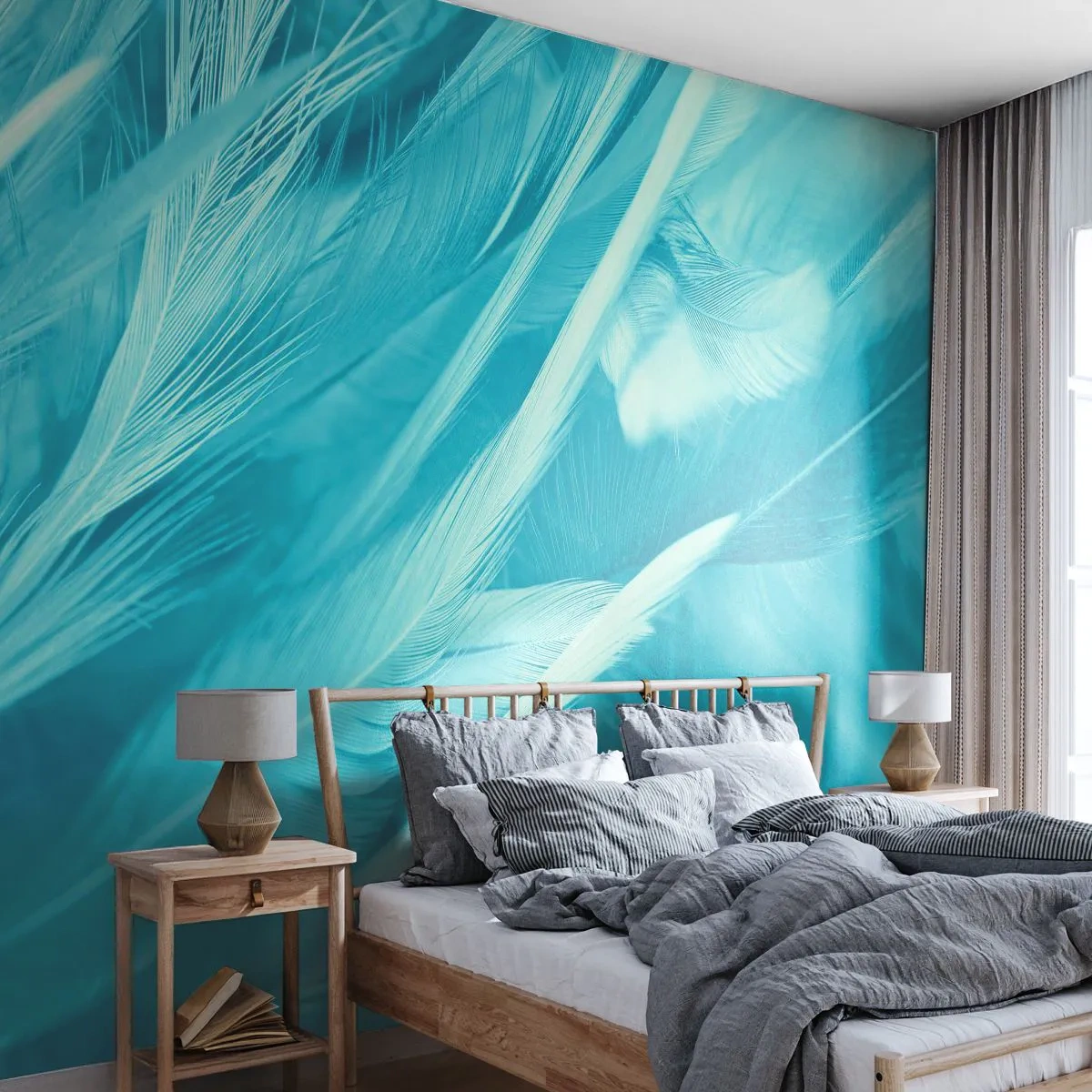 Fototapeta Premium Sand - Utonąć w puchu - Ptasie Pióro, Ptak, Grafika - 400x280 cm