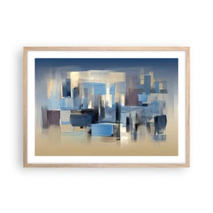 Plakat w ramie jasny dąb - Błękitna konstrukcja - 70x50 cm