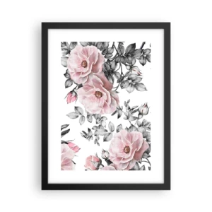 Plakat w czarnej ramie - Zagubić się w kwiatach róż - 30x40 cm