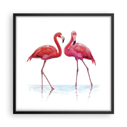 Plakat w czarnej ramie - Różowe randez-vous - 50x50 cm