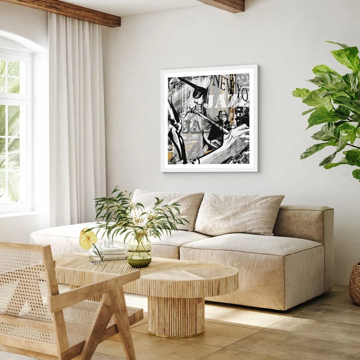 Plakat w białej ramie - W rytmie Nowego Jorku - 60x60 cm