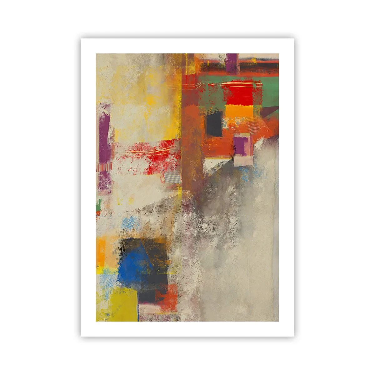 Plakat - Abstrakcyjna kompozycja w żywych kolorach - 50x70cm - Geometria barw - Nowoczesna dekoracja ścienna do salonu, kuchni i sypialni ARTTOR