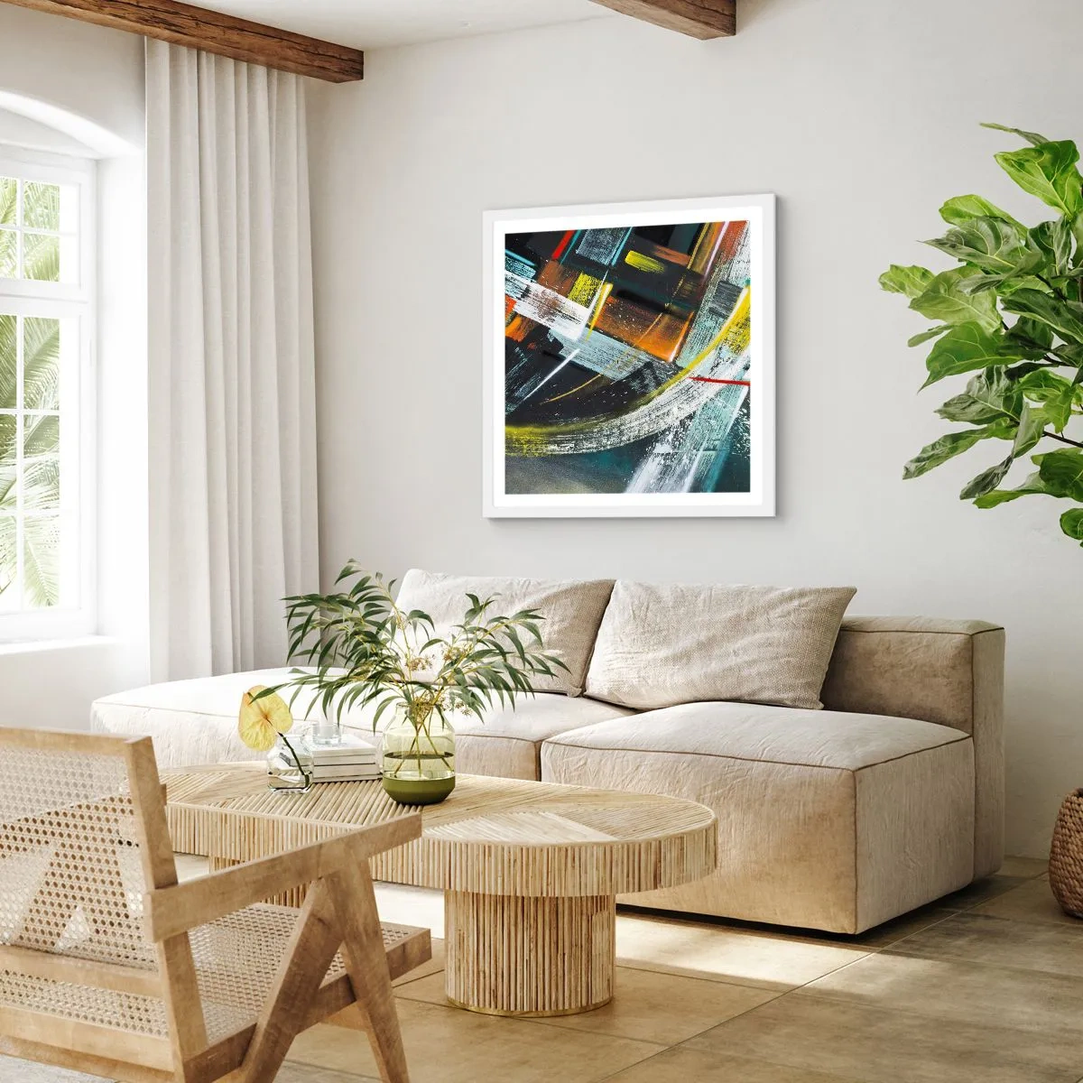 Plakat w białej ramie - Energia ruchu - 40x40 cm