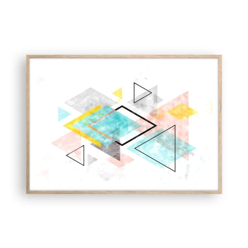 Plakat w ramie jasny dąb - Igraszka geometryczna - 100x70 cm
