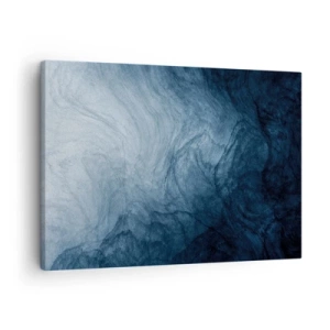 Obraz na płótnie - Abstrakcyjna kompozycja w odcieniach błękitu i granatu - 70x50cm - W głąb sięgnąć - Nowoczesna dekoracja ścienna do salonu i sypialni ARTTOR