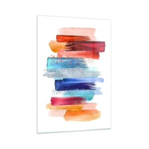 Obraz na szkle - Abstrakcyjna kompozycja kolorowych pociągnięć pędzla - 50x70cm - W górę i w dół  - Nowoczesna dekoracja ścienna do salonu, kuchni i sypialni ARTTOR