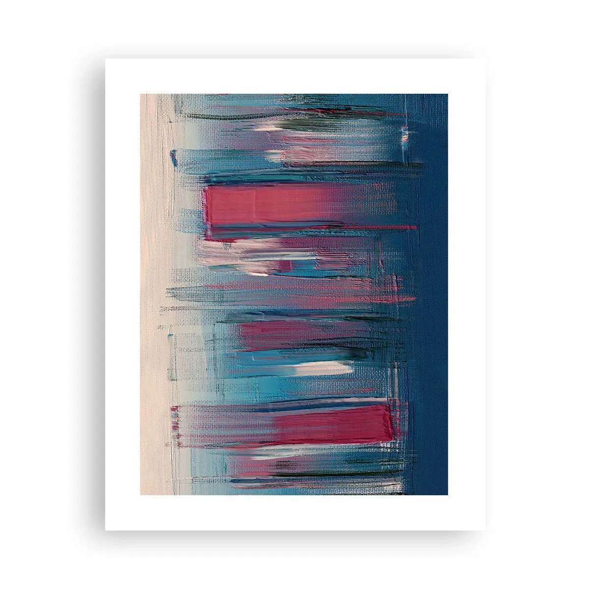 Plakat - Kompozycja wertykalna w błękicie i czerwieni - 40x50 cm