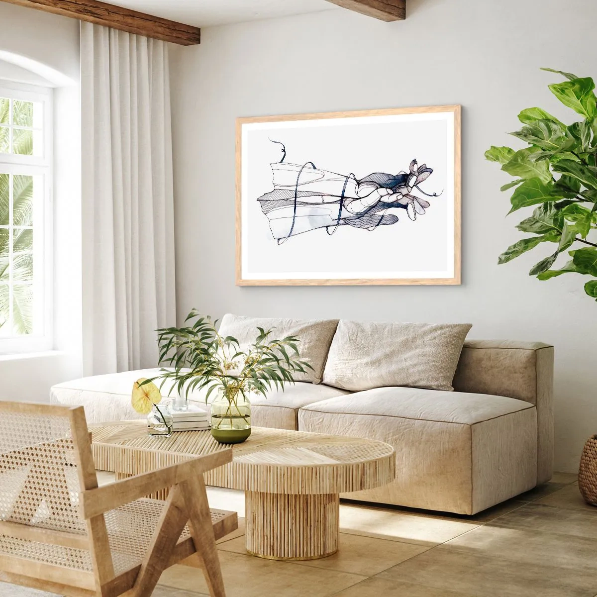 Plakat w ramie jasny dąb - Studium dotyku - 100x70 cm