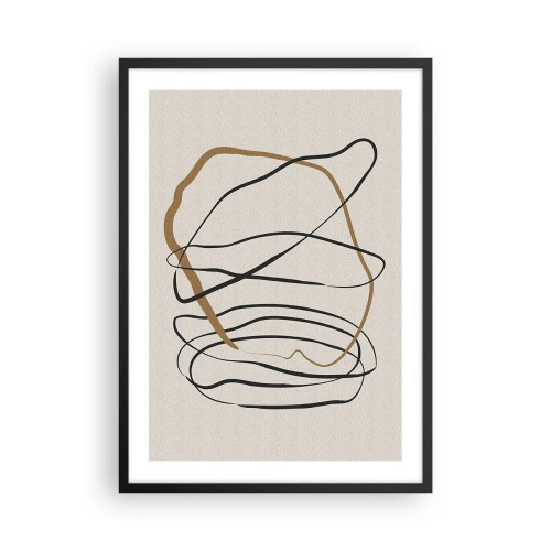 Plakat w czarnej ramie - Minimalistyczna abstrakcja z dynamicznymi liniami - 50x70cm - Kompozycja – taniec opętaniec - Nowoczesna dekoracja ścienna do salonu i sypialni ARTTOR