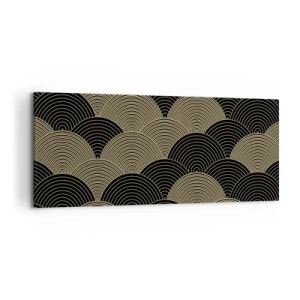 Obraz na płótnie - Wzór w stylu art deco z półokręgami i złotymi liniami - 120x50cm - Jedność w wielości - Nowoczesna dekoracja ścienna do salonu i sypialni ARTTOR