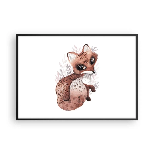 Plakat w czarnej ramie - Uroczy lisek w akwarelowym stylu na jasnym tle - 100x70cm - Tylko pokochać - Nowoczesna dekoracja ścienna do salonu i sypialni ARTTOR