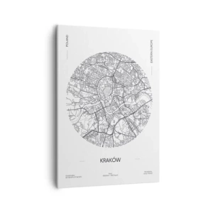 Obraz na płótnie - Mapa miasta Krakowa w minimalistycznym wydaniu - 50x70cm - Anatomia Krakowa - Nowoczesna dekoracja ścienna do salonu, kuchni i sypialni ARTTOR