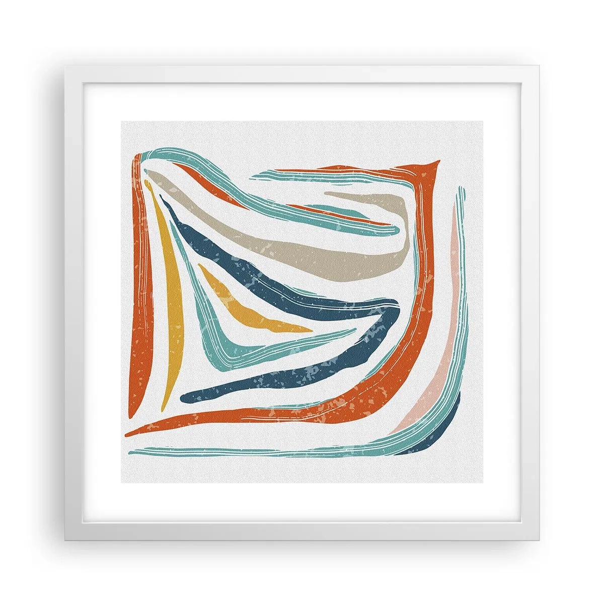 Plakat w białej ramie - Abstrakcja przyjaźnie uśmiechnięta - 40x40 cm