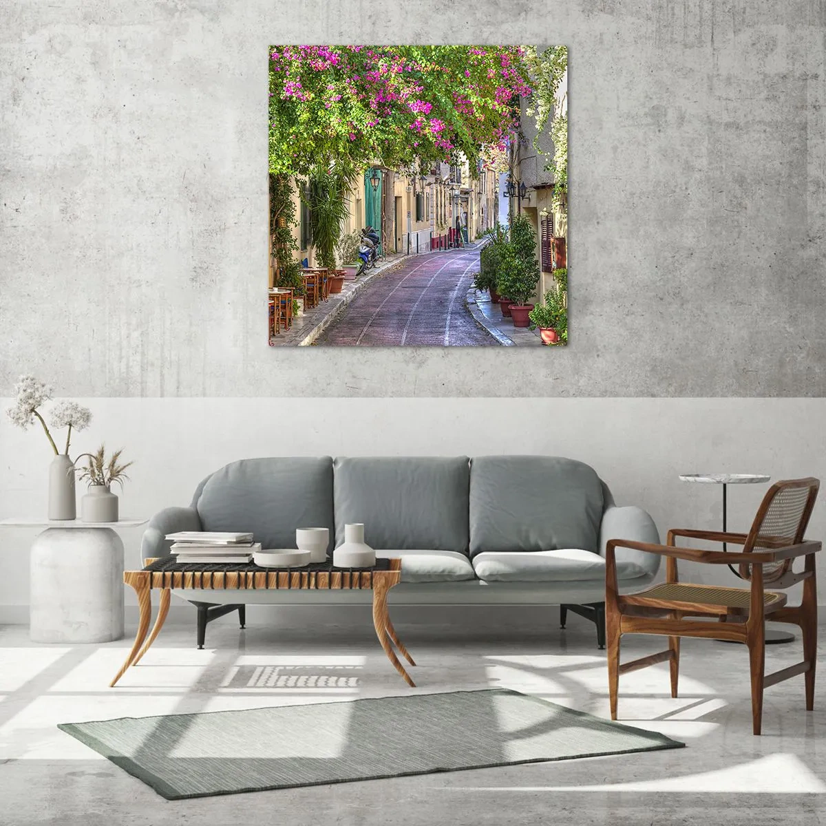 Obraz na szkle - Kwitnący zaułek - 70x70 cm