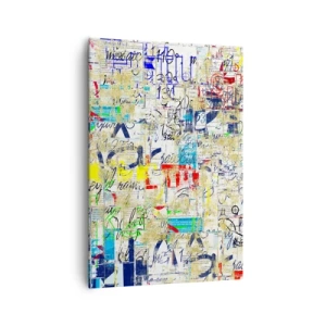 Obraz na płótnie - Abstrakcyjne graffiti z kolorowymi napisami i wzorami - 70x100cm - Po prostu cieszy oczy - Nowoczesna dekoracja ścienna do salonu i sypialni ARTTOR