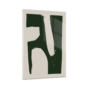 Obraz na szkle - Minimalistyczny abstrakt w zieleni na jasnym tle - 80x120cm - Zatoki bieli - Nowoczesna dekoracja ścienna do salonu i sypialni ARTTOR