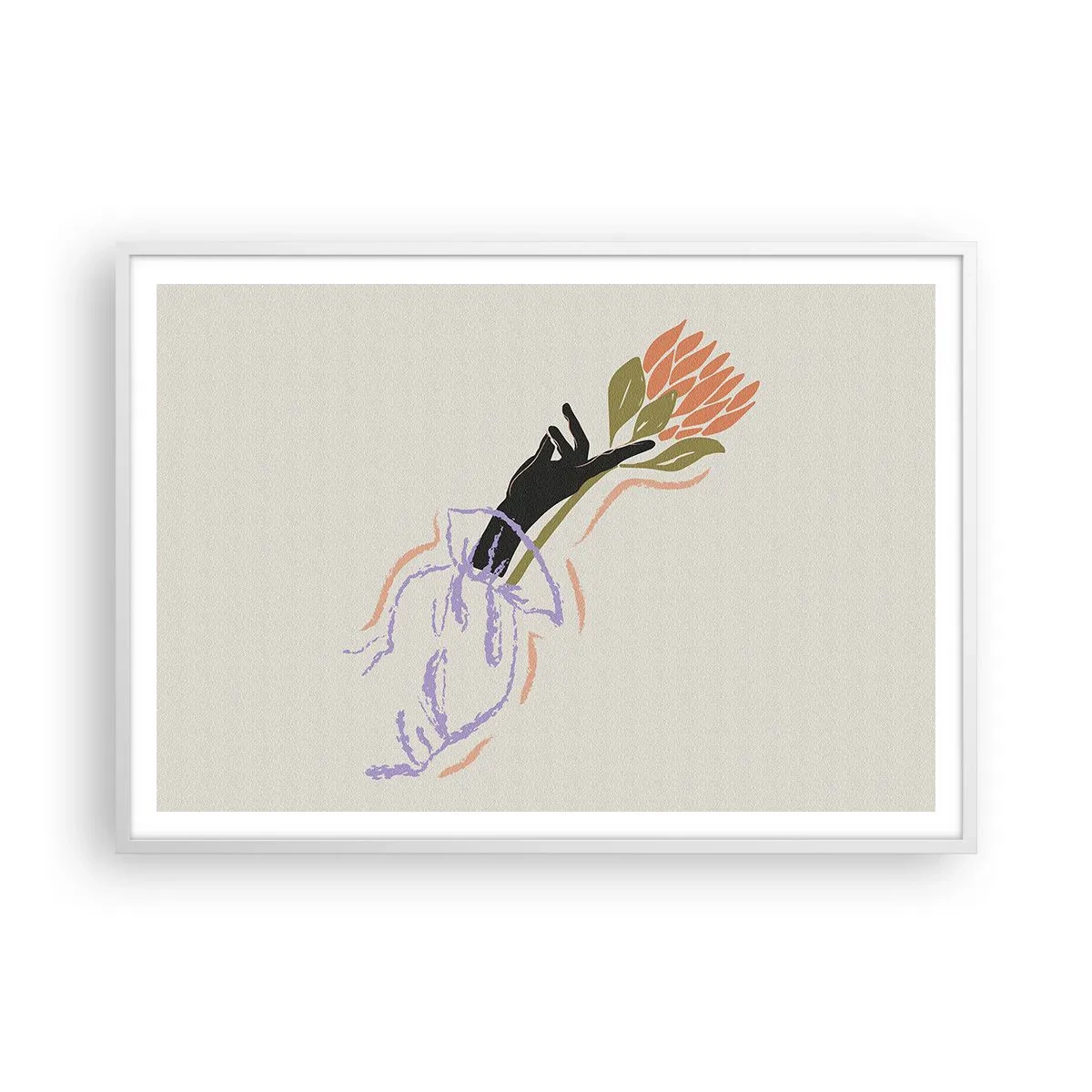 Plakat w białej ramie - Siostrzany dotyk - 100x70 cm