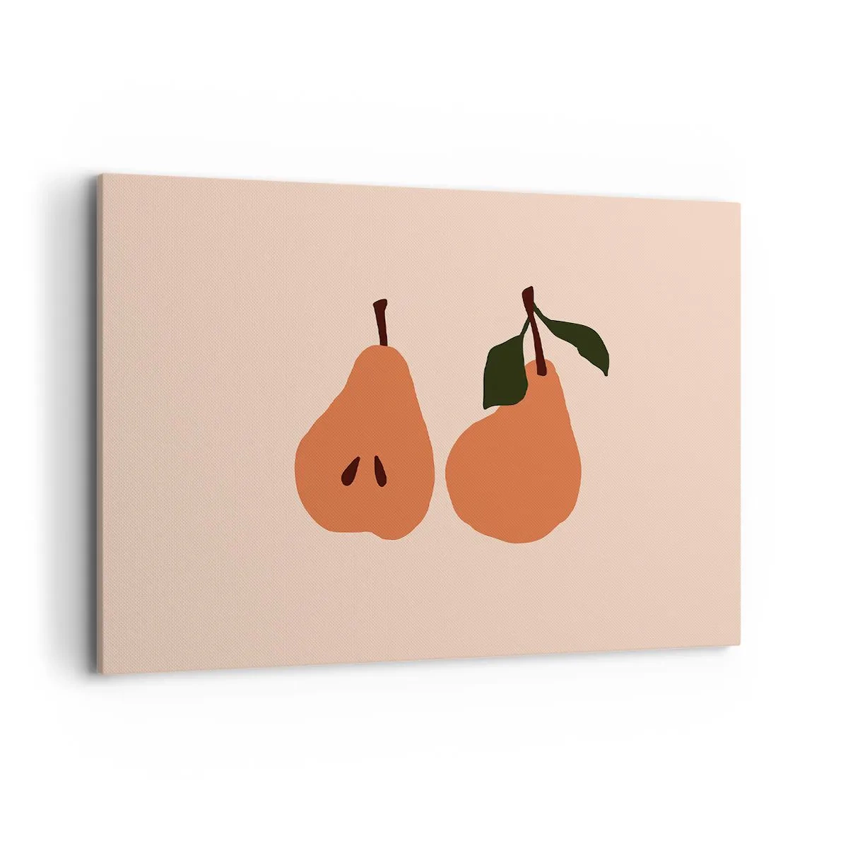 Obraz na płótnie - Minimalistyczna ilustracja dwóch gruszek na beżowym tle - 120x80cm - Sama słodycz - Nowoczesna dekoracja ścienna do salonu, kuchni i sypialni ARTTOR