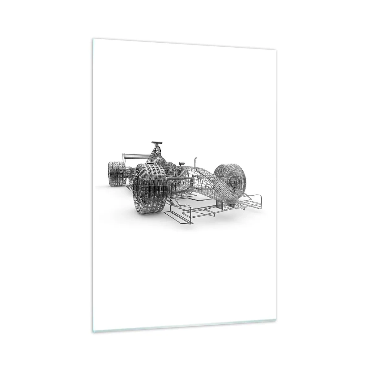 Obraz na szkle - Rysunek techniczny samochodu wyścigowego w stylu 3D - 50x70cm - Idealna konstrukcja - idea pędu - Nowoczesna dekoracja ścienna do salonu, kuchni i sypialni ARTTOR