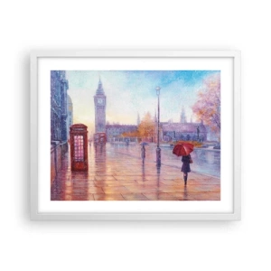 Plakat w białej ramie - Londyński jesienny dzień - 50x40 cm